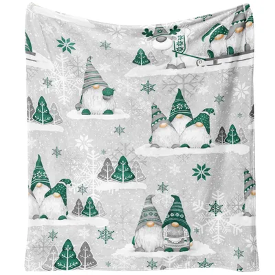 Gnome Christmas Snowflakes Blanket: Festive Gnomes and Winter Trees