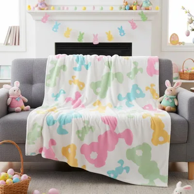 Pastel Bunny Blanket for Easter Cozy Days