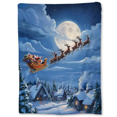 Christmas Eve Sleigh Blanket for a Snowy Night Glow