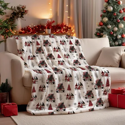 Christmas Gnome Truck Pattern Blanket featuring festive gnomes