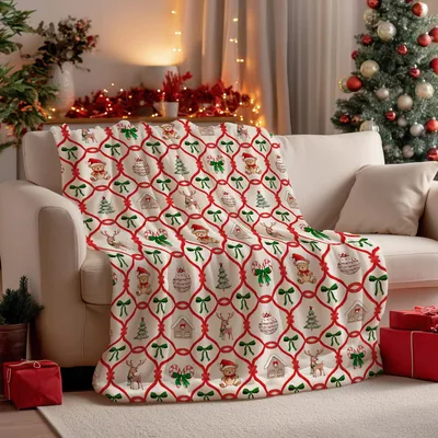 Christmas Bear Pattern Blanket featuring festive teddy bears