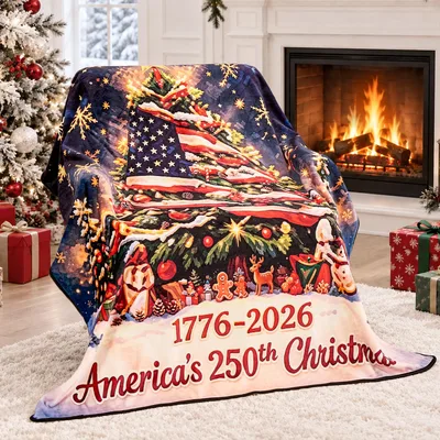 America 250th Christmas Blanket: Flag Tree Throw