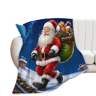 Santa on Rooftop Blanket for Cozy Christmas Nights