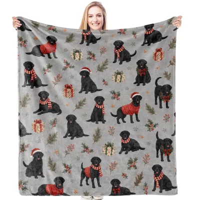 Black Lab Christmas Blanket: Festive Black Labrador Holiday Throw