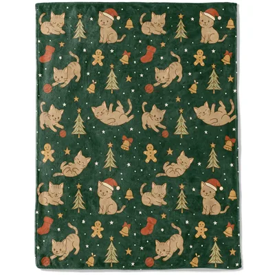 Cute Cats Christmas Pattern Blanket: Feline Holiday Fun