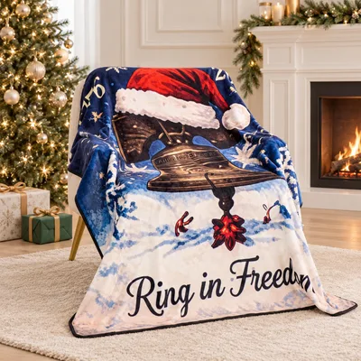 Liberty Bell Christmas Blanket: Ring in Freedom Holiday Throw
