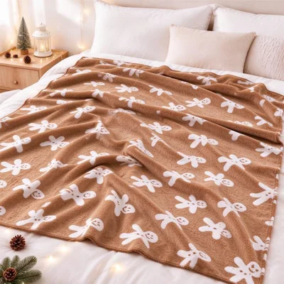 Caramel Gingerbread Men Glow Blanket for Cozy Nights