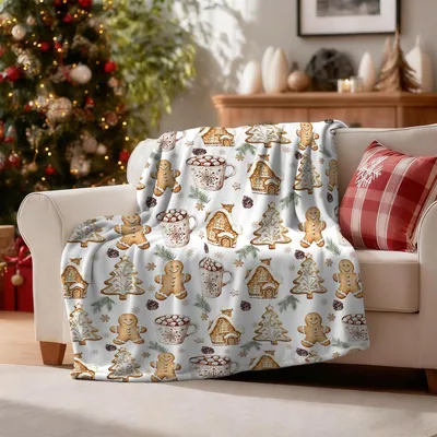 Hot Cocoa Blanket with Gingerbread Christmas Cocoa Design