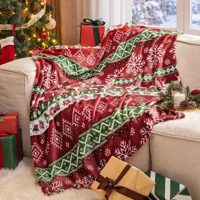 Blanket to Knit Christmas Knit Pattern Red Throw for Cozy Holidays