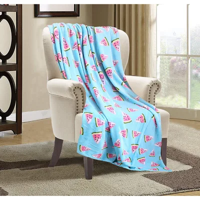 Pink Pattern on Light Blanket with Watermelon Slices