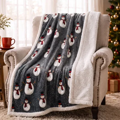 Snowman Christmas Pattern Blanket featuring cheerful snowmen