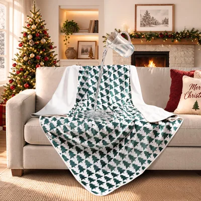 Black and White Triangles Blanket: Geometric Christmas Tree Pattern