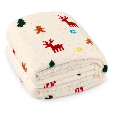 Reindeer and Gingerbread Pattern Blanket: Pixel Art Holiday Throw