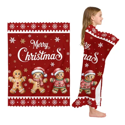 Merry Christmas Gingerbread Men Blanket: Festive Holiday Fleece Design