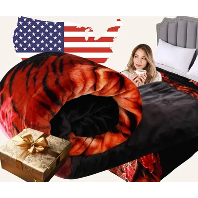American Flag Tiger Design Blanket: Bold Stripes and Stars