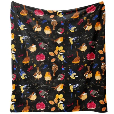 Colorful Birds and Leaves Blanket: A Woodland Pattern for Fall