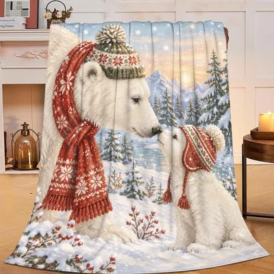 Polar Bears Winter Scarves Blanket: Cozy Holiday Bear Design