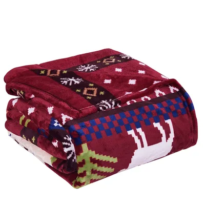 Christmas Deer Pattern Blanket: Pixel Art Reindeer and Snowflakes