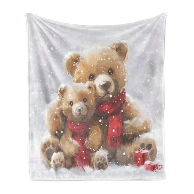 Bear Family in Snow Blanket: Cozy Bear Illustration for Winter
