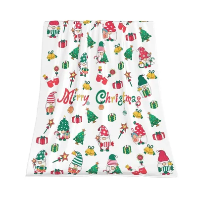 Christmas Gnomes Merry Christmas Blanket featuring festive gnomes