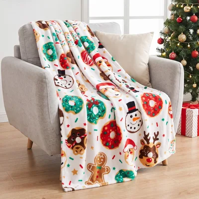 Christmas Donut Snowman Pattern Blanket featuring festive donuts