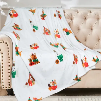 Christmas Puppy Blanket: Festive Dogs in Holiday Sweaters