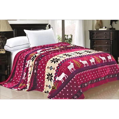 Christmas Deer Pattern Blanket: Festive Reindeer and Snowflake Throw