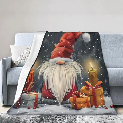 Gnome Merry Christmas Scene Blanket: Cozy Holiday Gnome with Gifts