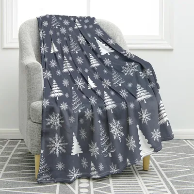 Christmas Trees Snowflake Pattern Blanket for Winter Cozy Vibes
