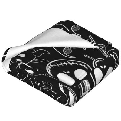 Scary Christmas Line Art Blanket: Spooky Holiday Pattern for Fans