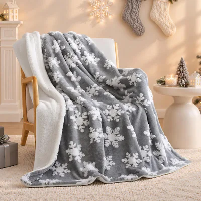 Grey Snowflake Pattern Blanket No. 2 for Cozy Winter Days