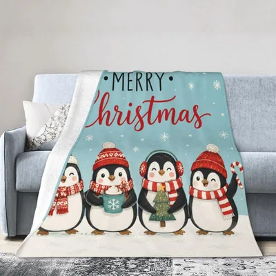 Merry Christmas Penguins Blanket: Festive Winter Pals