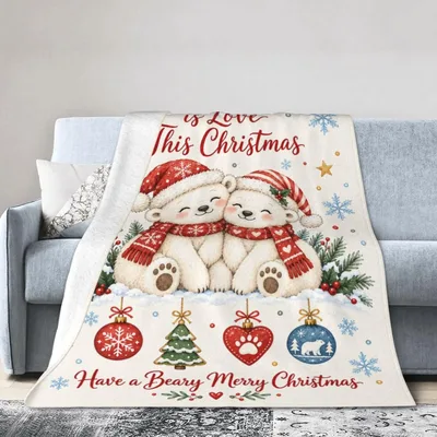 Polar Bears Beary Merry Blanket: Festive Bear Design for Holiday Cozy
