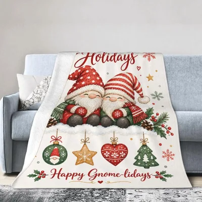 Christmas Gnomes Happy Holidays Blanket: Gnome-lidays Design