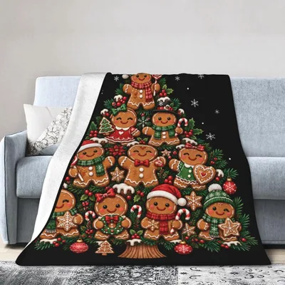 Gingerbread Men Christmas Tree Blanket: Festive Holiday Design