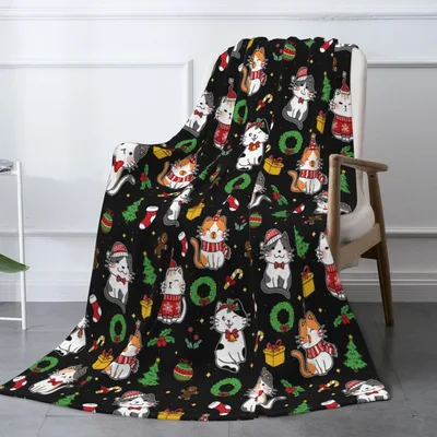 Christmas Cats Pattern Blanket No. 2: Festive Feline Holiday Design