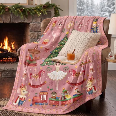 Christmas Nutcracker Toy Train Blanket: A Ballet Holiday Throw