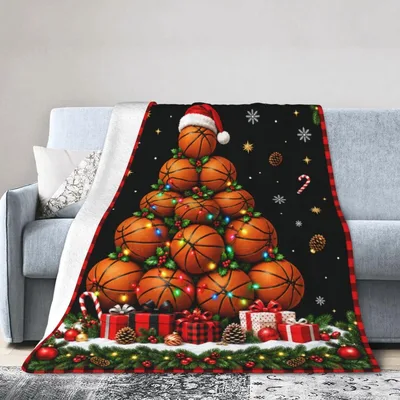 Basketball Christmas Tree Blanket: A Holiday Design for Hoops Fans