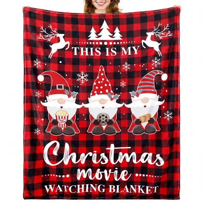 Christmas Movie Gnomes Plaid Blanket for Holiday Film Lovers