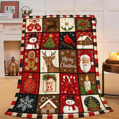 Merry Christmas Santa Snowman Blanket for Festive Holiday Coziness