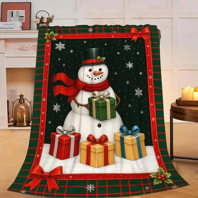 Snowman with Gift Boxes Blanket: Festive Winter Character Design