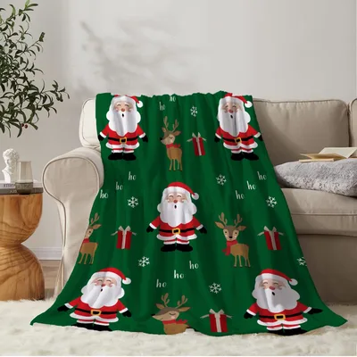 Santa Claus Green Christmas Blanket
