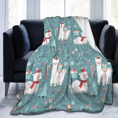Christmas Llama Winter Forest Blanket: Cozy Holiday Alpaca Design