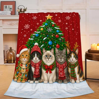 Christmas Cats with Scarves Blanket: Feline Holiday Friends