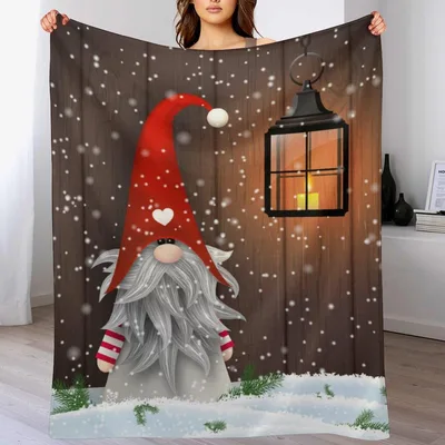 Christmas Gnome with Lantern Blanket: Cozy Holiday Nook