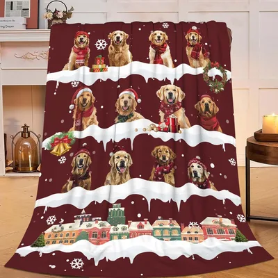 Golden Retriever Christmas Snow Blanket: Festive Dog Holiday Design