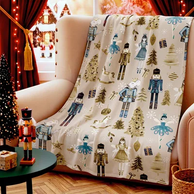 Christmas Nutcracker Ballet Scene Blanket