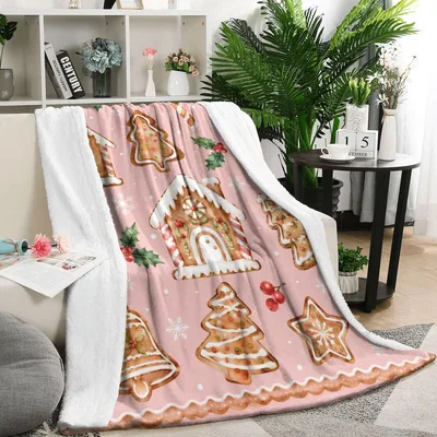 Gingerbread House Blanket: Cozy Holiday Print with Cottage and Cookies
