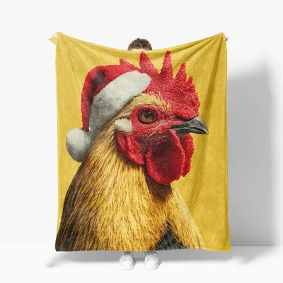 Christmas Rooster in Santa Blanket: Festive Chicken Design