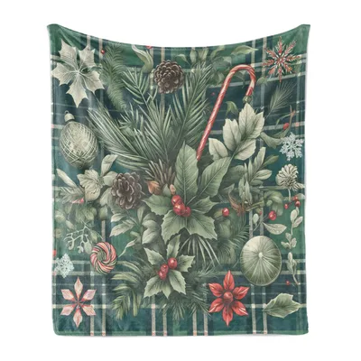 Christmas Plants and Candy Blanket: Festive Botanical Holiday Design